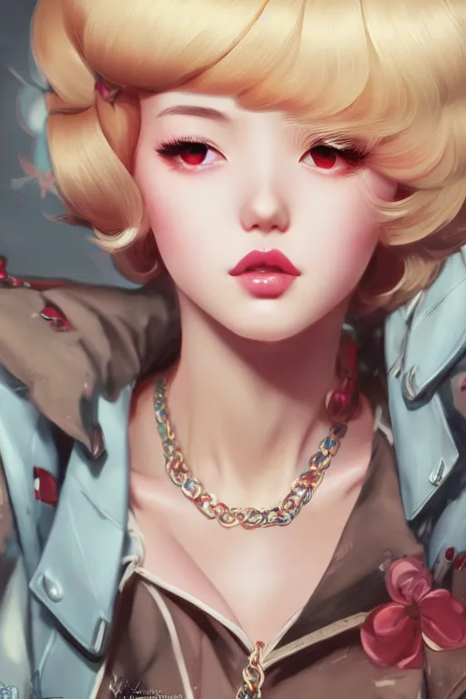 Image similar to a pin up and beautiful fashion charming dreamlke japan girl with lv jewelry, character art, art by artgerm lau and wlop and and ilya kuvshinov and john singer sargent, hyperdetailed, 8 k realistic, symmetrical, frostbite 3 engine, cryengine, dof, trending on artstation, digital art