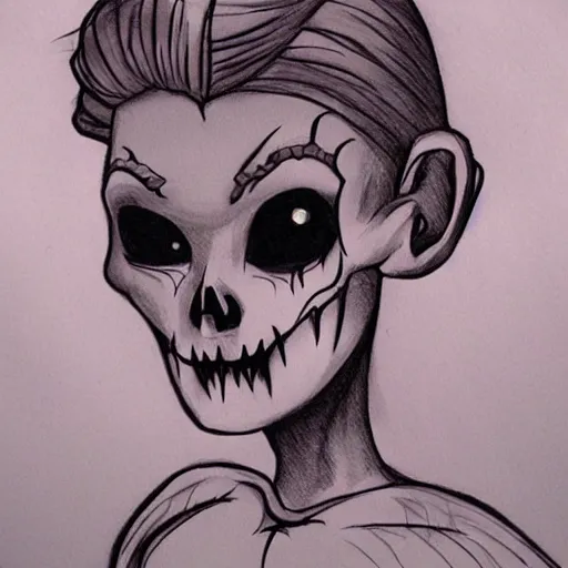 Image similar to Scary tinker bell, horror, skull, scary, Drawn by Pixar