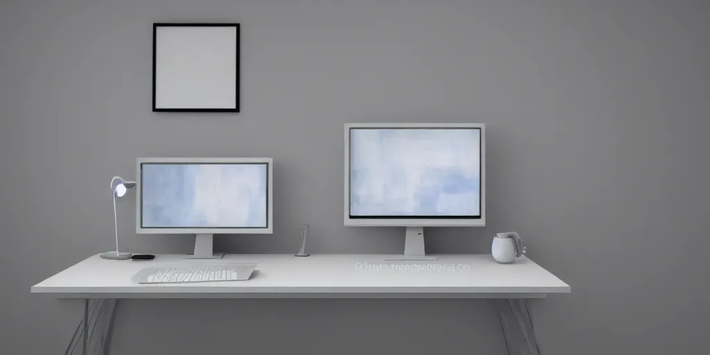 Image similar to a realistic a glowing white retro computer in a white room, high art, oil painting, hd, photo