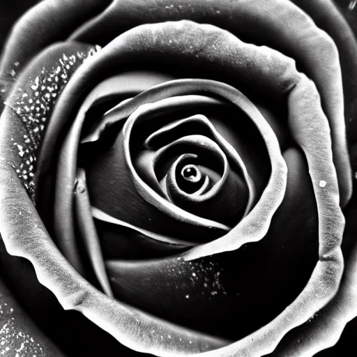 Image similar to award - winning macro of a beautiful black rose made of glowing molten magma