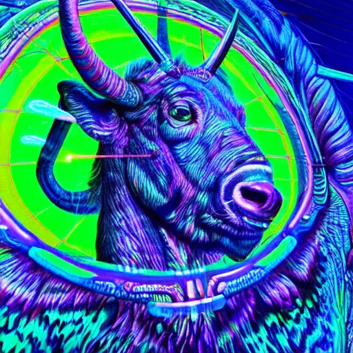 Image similar to Photorealistic physical manifestation of the zodiac sagittarius. Hyperdetailed photorealism, 108 megapixels, incredible depth, beautiful colors, psychedelic overtones, blacklight neon, glowing