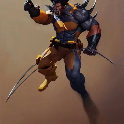 Image similar to Greg Manchess portrait painting of Wolverine as Overwatch character, medium shot, asymmetrical, profile picture, Organic Painting, sunny day, Matte Painting, bold shapes, hard edges, street art, trending on artstation, by Huang Guangjian and Gil Elvgren and Sachin Teng