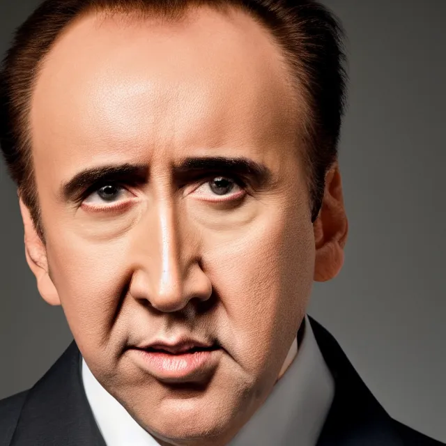 Image similar to nicolas cage headshot photo portrait headshot even lighting