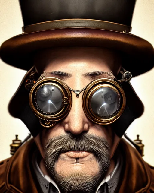 Image similar to steampunk old man portrait, handsome, steampunk hat, detective coat, steampunk monocle, hyper realistic 3 d render by ilya kuvshinov, peter mohrbacher, greg rutkowski, ryohei hase, dramatic lighting, intricate, highly detailed, sharp focus, luminous, unreal engine, blender, deviant art, masterpiece, ray tracing