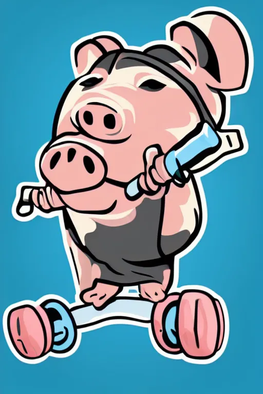 Image similar to A pig fitness coach, sticker, portrait, highly detailed, colorful, illustration, smooth and clean vector curves, no jagged lines, vector art, smooth