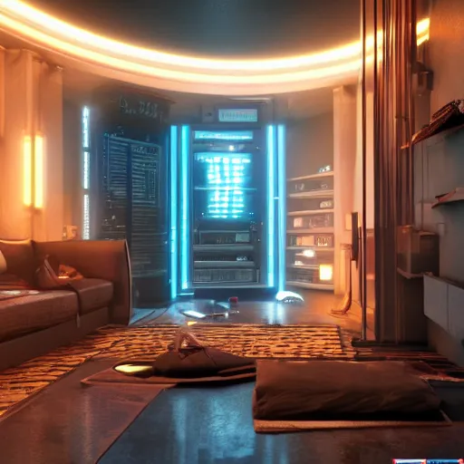 Image similar to the cyberpunk apartment, render, octane, 4k, highly detailed, vivid colors, high definition