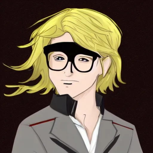 Prompt: picture of my friend ty ( he has long hair and glasses and is white and blond and has zits on his forehead and is clean shaven and young ) in the style of rwby ice queendom