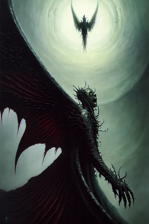 Prompt: vampire with many wings by anna podedworna, ayami kojima, greg rutkowski, giger, maxim verehin