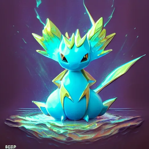 Image similar to a water type pokemon:: by beeple and James Gilleard and Justin Gerard :: ornate, dynamic, particulate, intricate, elegant, highly detailed, centered, artstation, smooth, sharp focus, octane render, 3d