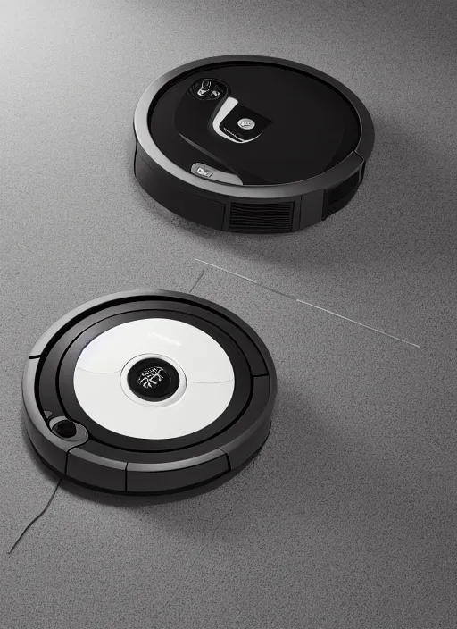 Image similar to A Roomba with a four robot spider legs, 3D Product, professional render, studio quality, octane render