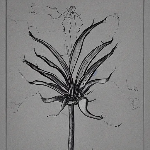 Prompt: botanical drawing of an alien plant species