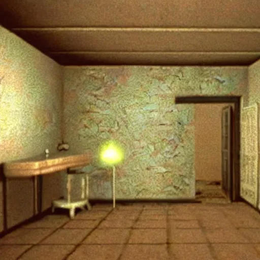 Prompt: a still of paranormal activity, 1 9 9 8 ocarina of time graphics nintendo 6 4 visuals aesthetic