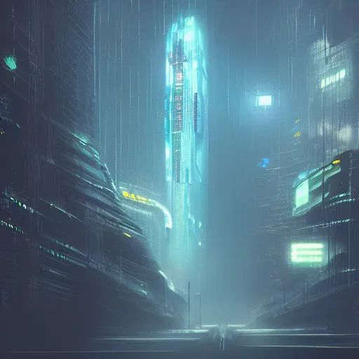 Prompt: rain, giant futuristic cyberpunk spaceship flying, blade runner, dense fog, bloom, cinematic contrasted lighting, ultra detailed, trending on artstation