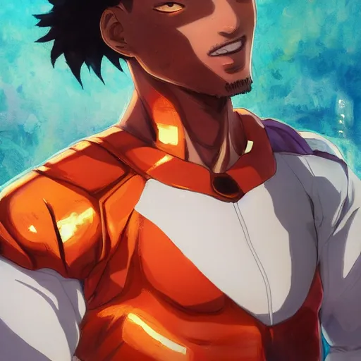 Image similar to anime portrait of an anime Will Smith dressed like One Punch Man by Stanley Artgerm Lau, WLOP, Rossdraws, James Jean, Andrei Riabovitchev, Marc Simonetti, and Sakimichan, trending on artstation