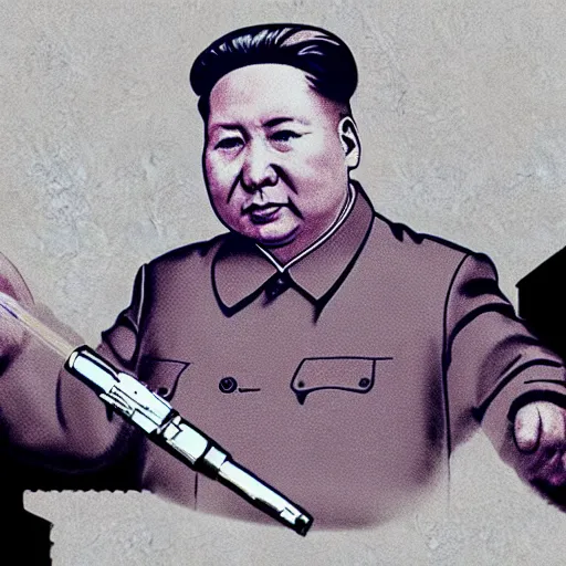 Image similar to chairman mao's dab pen concept art realistic