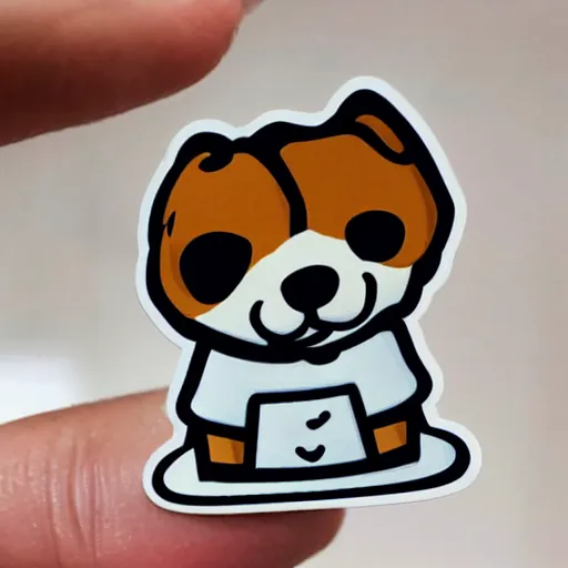 Image similar to cute die cut stickers of a shiba inu wearing a white chef hat