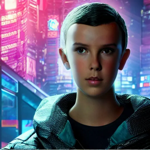 Image similar to Cyberpunk Millie Bobby Brown