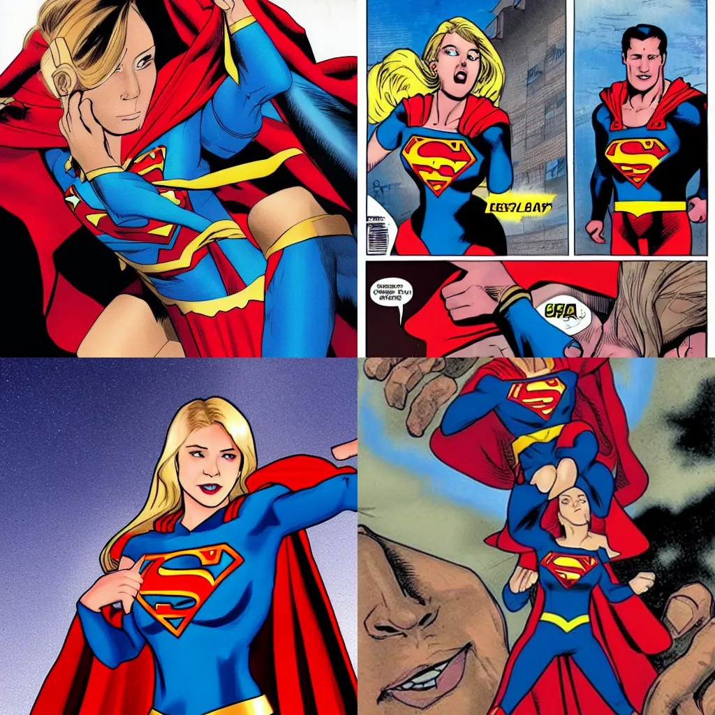 Prompt: supergirl ripping a man's head off