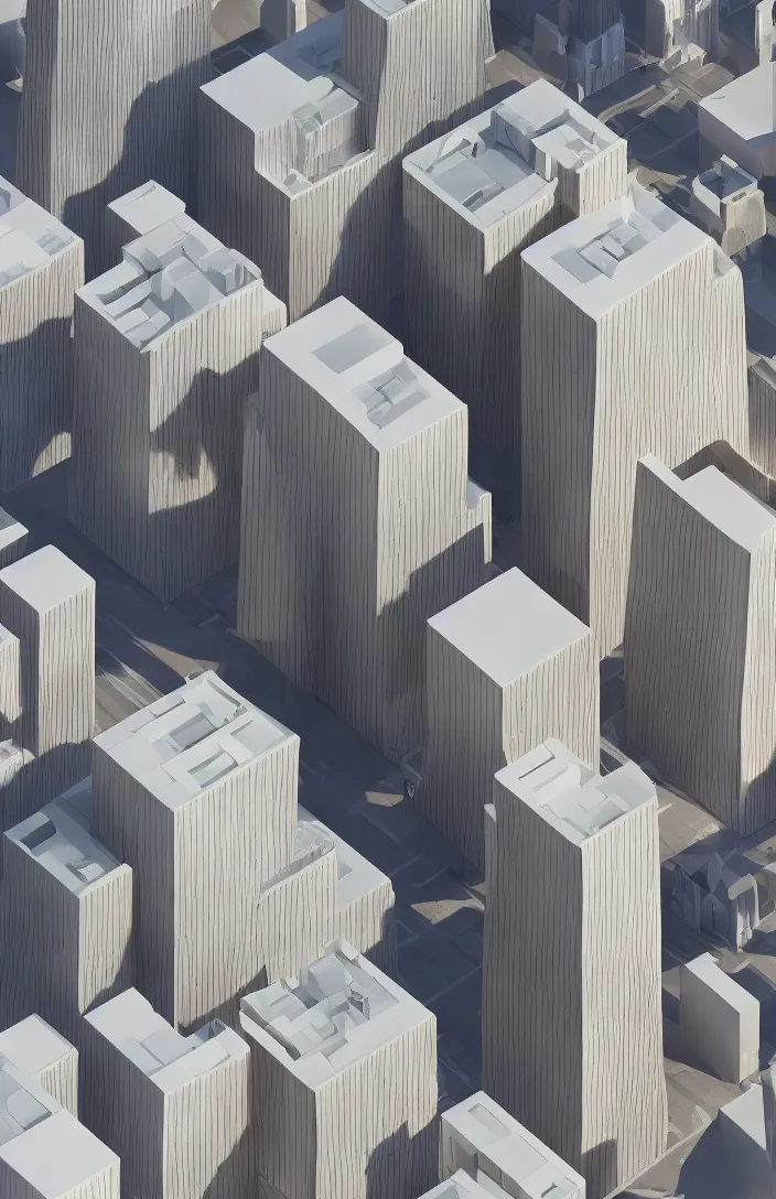 Image similar to isometric view, architectural model, 3 d render, studio lighting, low contrast, tall building, apartments, building by frank gehry, building by norman foster, high tech, post - modernism