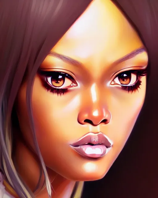 Prompt: portrait of Tyra Banks as Anime girl cute-fine-face, full body! full figure! pretty face, realistic shaded Perfect face, fine details. Anime. realistic shaded lighting by Ilya Kuvshinov Giuseppe Dangelico Pino and Michael Garmash and Rob Rey
