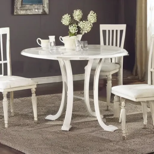 Prompt: i would flip and wonder, what kind of dining room set * defines * me as a person?