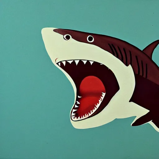 Image similar to a shark, painted in the style of a bored ape yacht club, nft,