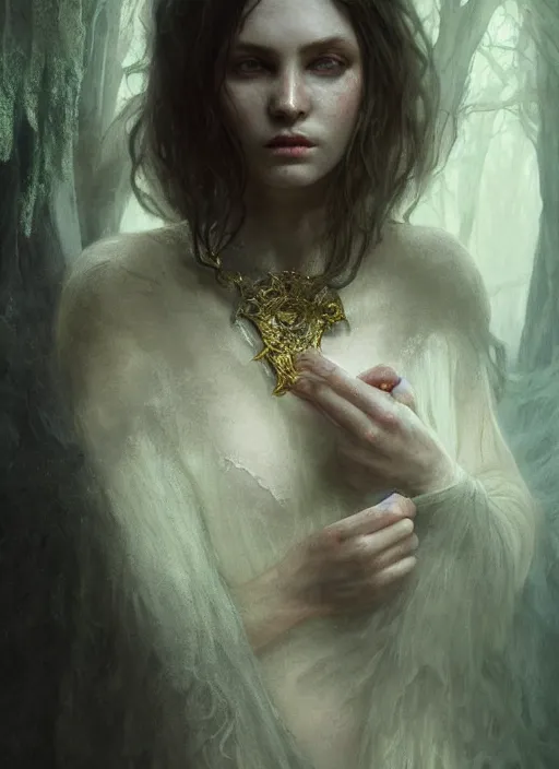 Prompt: inside covens den, diffuse lighting, fantasy epic, hdrp smoke, intricate facial detailing, highly detailed, lifelike, photorealistic, digital painting, artstation, unreal 5, concept art, smooth, sharp focus, art by john collier and albert aublet and krenz cushart and artem demura and alphonse mucha