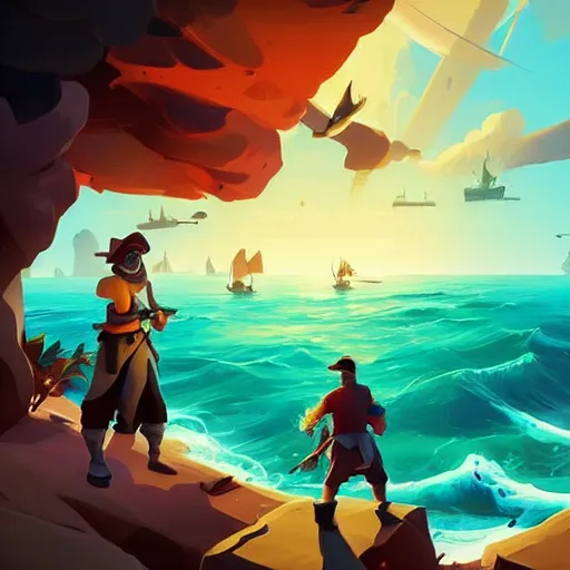 Image similar to painting treasure on sea of thieves game smooth median photoshop filter cutout vector, behance hd by jesper ejsing, by rhads, makoto shinkai and lois van baarle, ilya kuvshinov, rossdraws global illumination