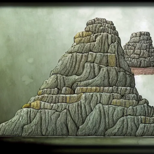 Prompt: house cliffs inspired by jacek yerka