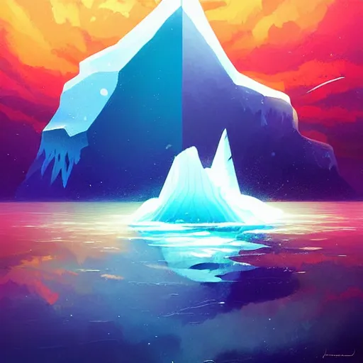 Image similar to iceberg floating in space, by anato finnstark, by alena aenami, by john harris, by ross tran, by wlop, by andreas rocha