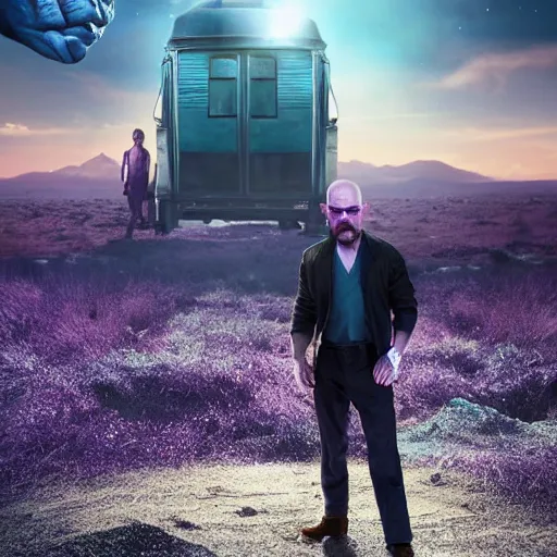 Prompt: Thanos as Heisenberg. Breaking Bad. ultra detailed matte painting, photorealistic, smooth, cinematic lighting