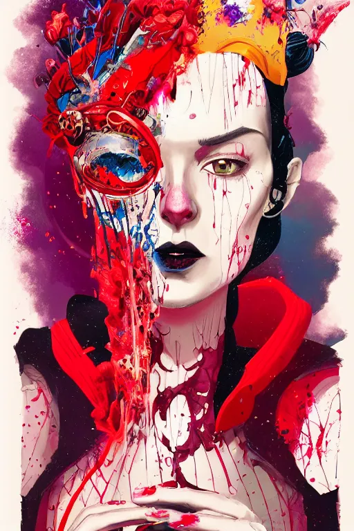 Prompt: beautiful lady half necromancer, made of red gucci fabric, pixiv fanbox, dramatic lighting, maximalist pastel color palette, splatter paint, pixar and disney exploded - view drawing, graphic novel by fiona staples and dustin nguyen, peter elson, alan bean, wangechi mutu, clean cel shaded vector art, trending on artstation