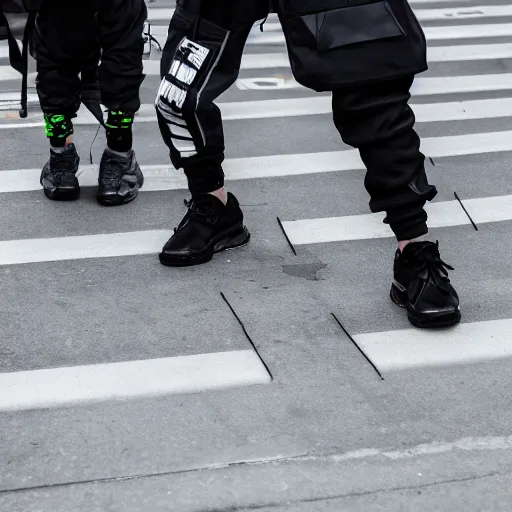 Image similar to techwear fashion in the streets, acronym, guerilla group, fashion study, photoshoot