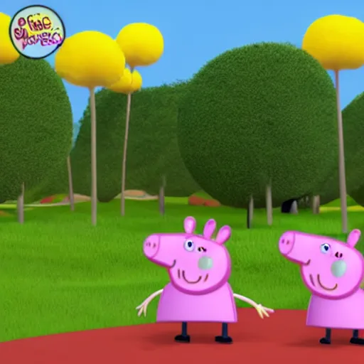 Image similar to peppa pig, 3D model, unreal engine, cinematic,