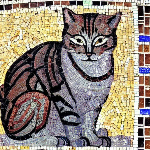 Image similar to a cat roman mosaic