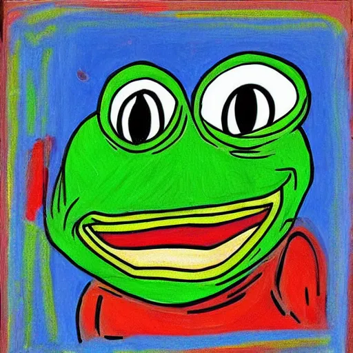 Prompt: pepe the frog, by Jasper Johns and Matt Furie,