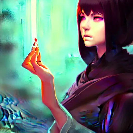 Image similar to a sorceress, concept art by Ilya Kuvshinov, contest winner, fantasy art, official art, concept art, high detail, experimental, high quality, hyperrealistic, 4k