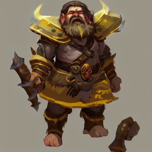 Image similar to a dwarf warrior, yellow theme, bright art masterpiece artstation. 8 k, sharp high quality artwork in style of jose daniel cabrera pena and greg rutkowski, concept art by tooth wu, blizzard warcraft artwork, hearthstone card game artwork, boar rider