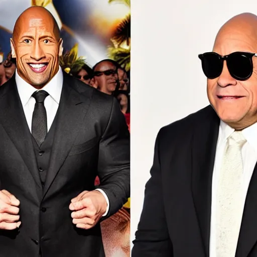 Image similar to Dwayne Johnson as Danny DeVito