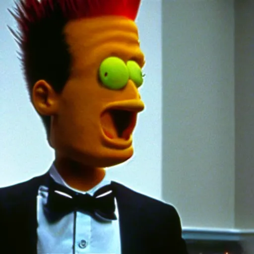 Prompt: Bart Simpson in American Psycho (1999)