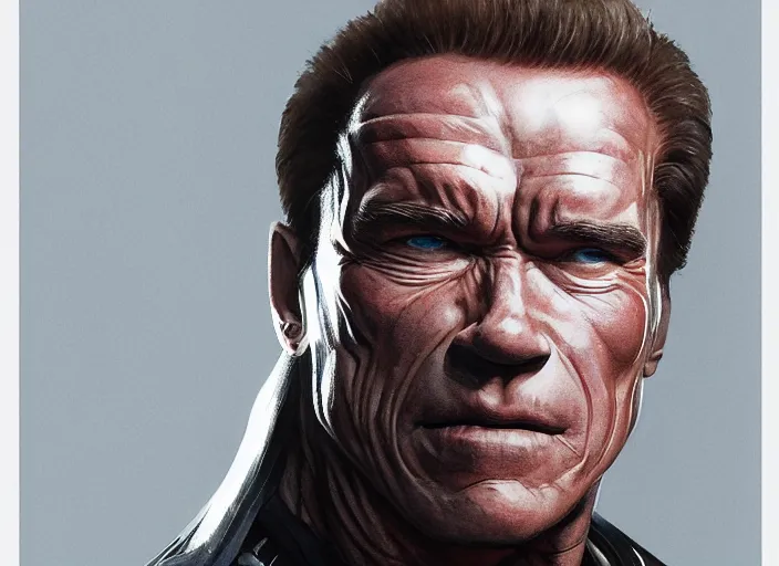 Image similar to arnold schwarzenegger as victor stone, full body concept, cyborg, borg, strogg, face of a man, terminator, flesh, quake strogg, doom demon, wolfenstein, monstrous, symmetry, symmetrical, concept art by ruan jia and greg rutkowski