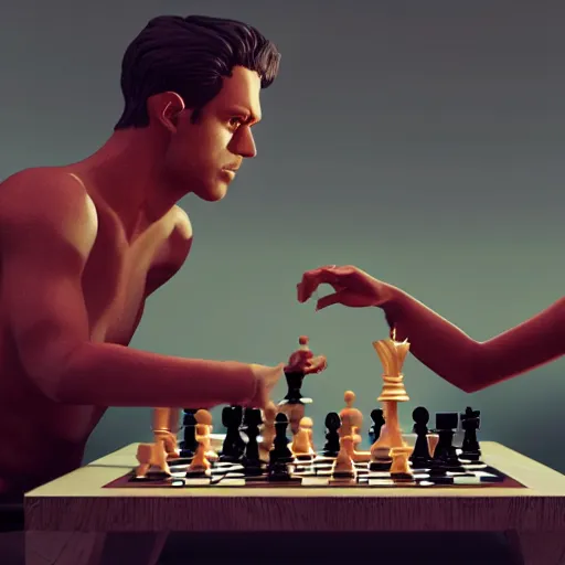 Prompt: Adam and Eve playing chess, octane render dynamic lighting trending on artstation