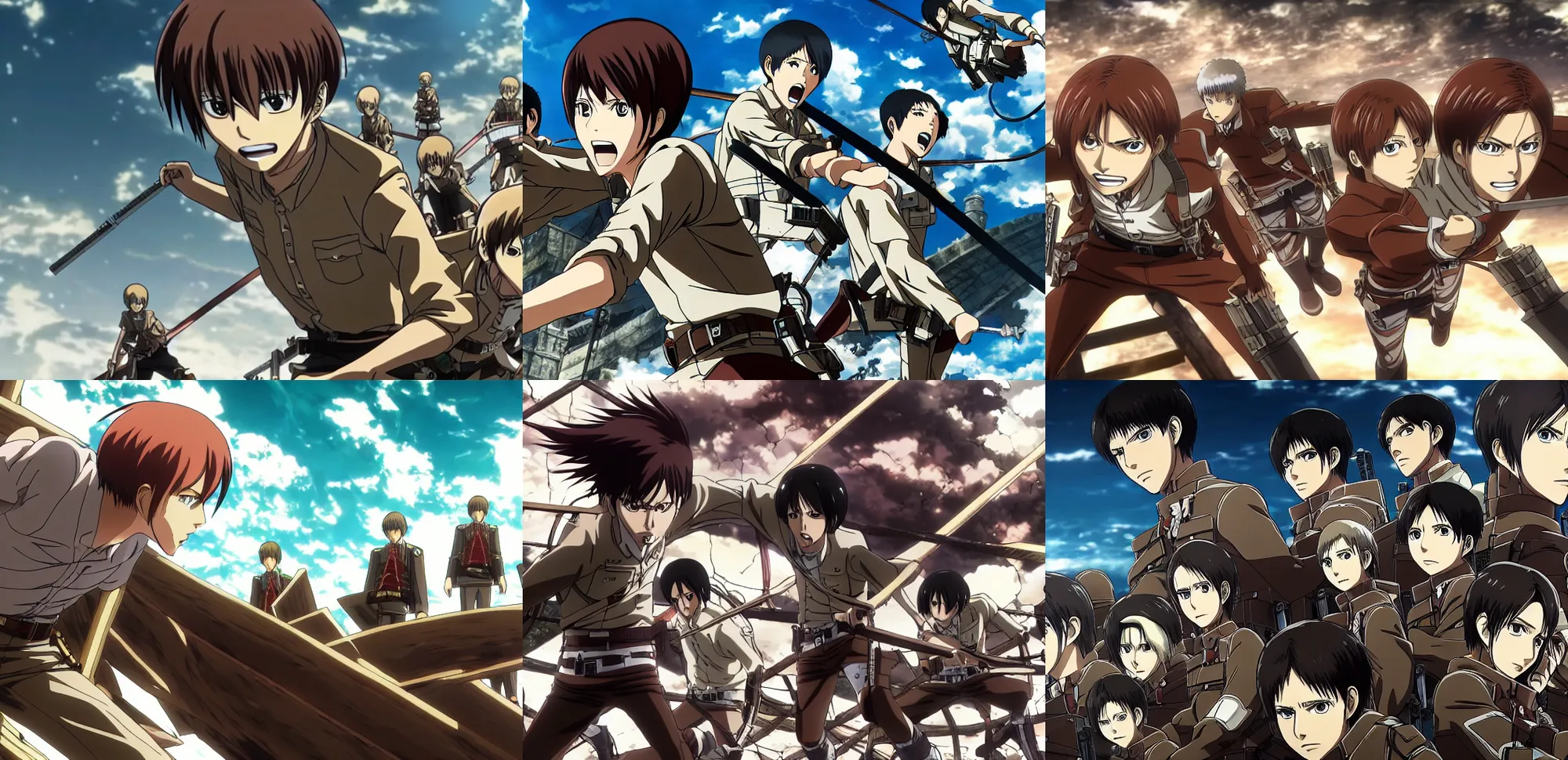 Prompt: screenshot of attack on titan ( tv ), anime by wit studio, promotional image, tv still frame