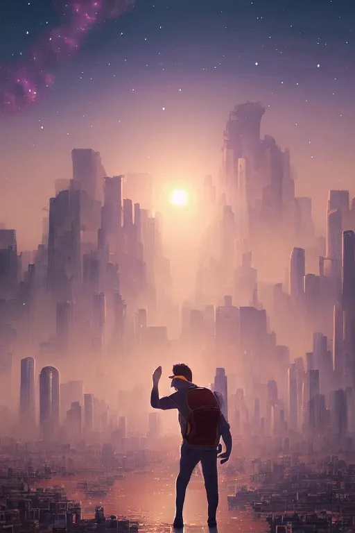 Prompt: a giant cosmic tardigrade!!! descending on the tokyo!!! skyline at sunset, unreal engine, 4 k, illustration, comprehensive art, thorough details, intricate, artstation atmosphere, highly detailed, concept art, greg rutkowski, digital painting, studio ghibli, takashi murakami, gregory crewdson cinematic lighting, 4 k