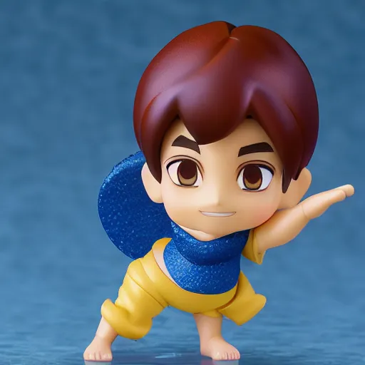 Image similar to pixar aladdin as nendoroid, side view, 8 k hd dof, kodak film,