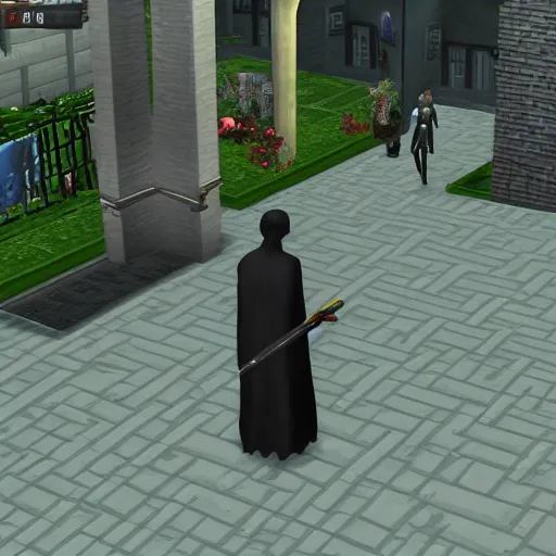 Image similar to the grim reaper. snapshot from the sims 2.