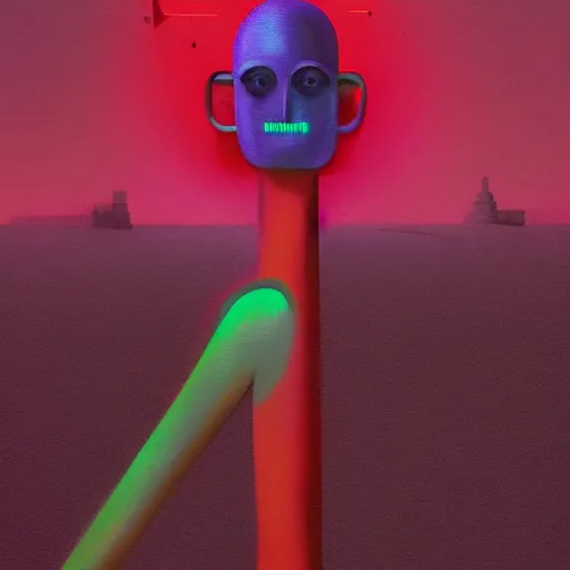 Image similar to gumby ( 1 9 5 3 ) by beeple, beksinski and tristan eaton, dark neon trimmed beautiful dystopian digital art