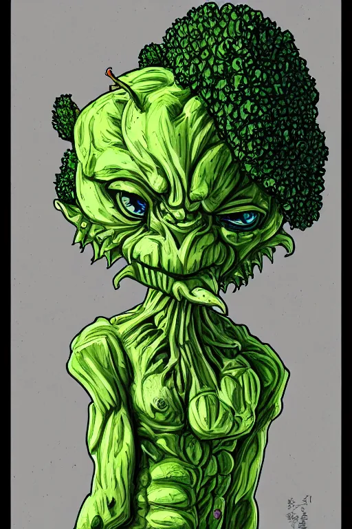 Image similar to broccoli goblin, human figure, highly detailed, digital art, sharp focus, trending on art station, anime art style