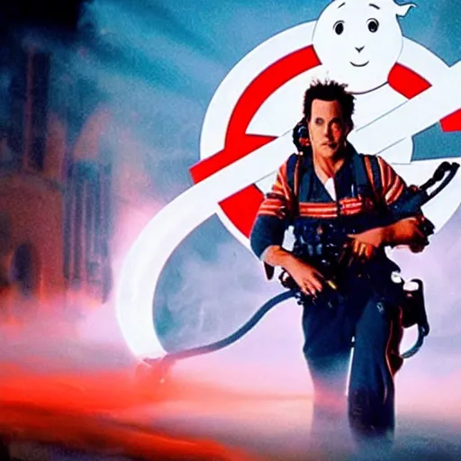 Image similar to stunning awe inspiring johnny depp as a ghostbuster in the movie ghostbusters, movie still 8 k hdr atmospheric lighting