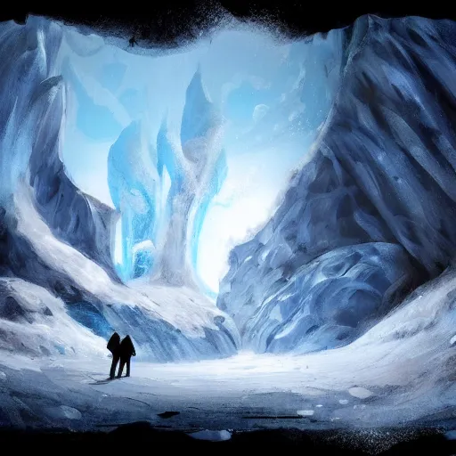 Prompt: ice cave, digital paintting, artstation, high quality